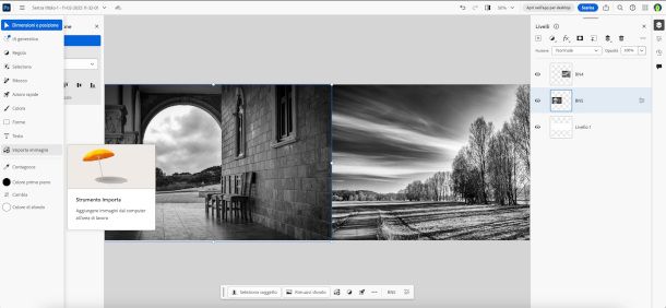 affiancamento immagini su Photoshop online