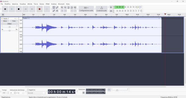 registrazione su Audacity con microfono