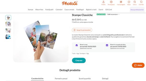 Creare ordine su PhotoSì