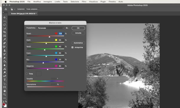 Conversione in bianco e nero su Photoshop