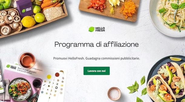 Programma affiliazione Hello Fresh