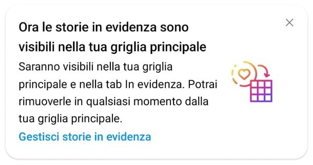 nuova visualizzazione storie in evidenza Instagram