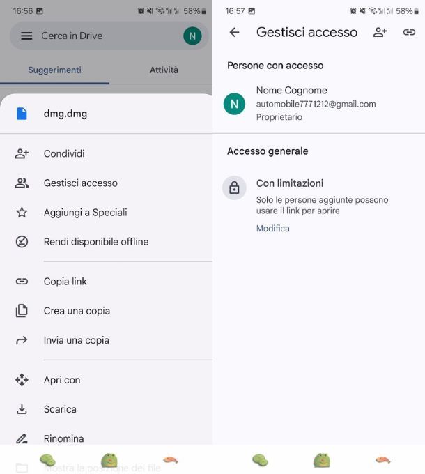 google drive condividere app