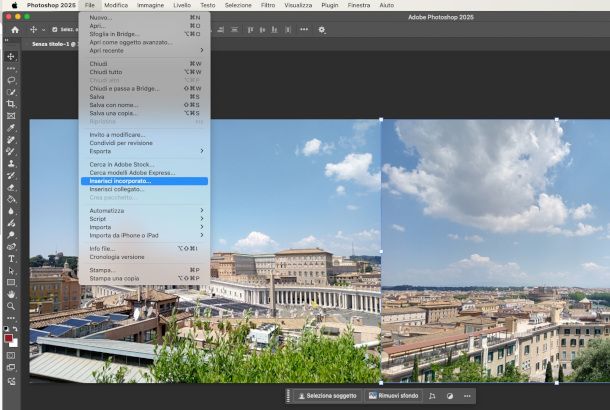 Aggiunta seconda immagine incorporata su tele Photoshop