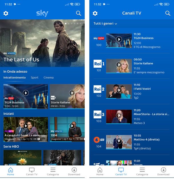 Sky Go sul telefono