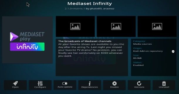 Mediaset addon Kodi