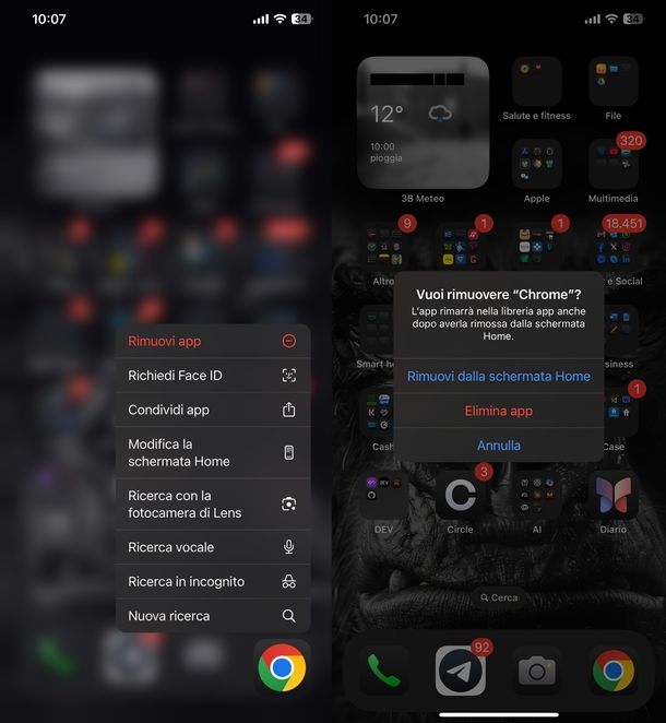 Disinstallare Google Chrome iPhone