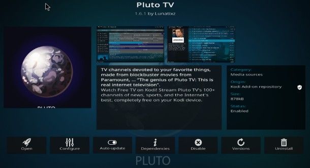 Pluto TV addon Kodi